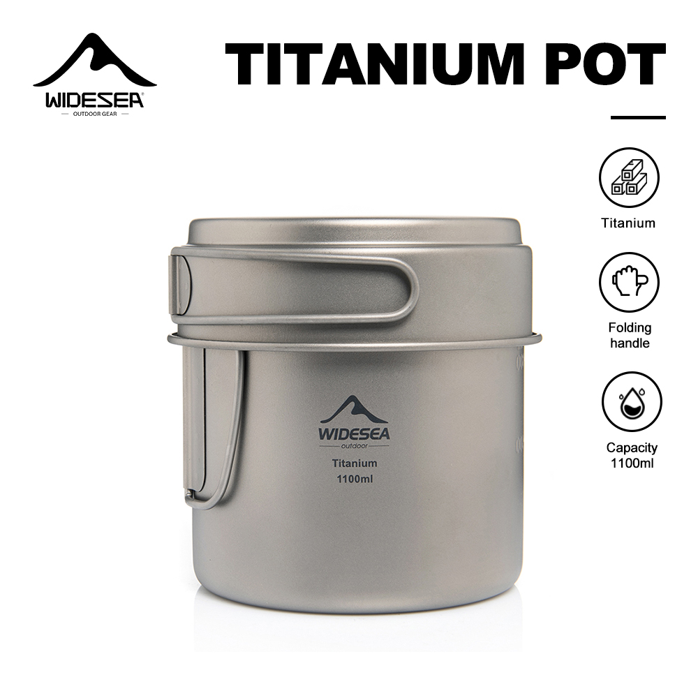 Camping Cooking Utilities - Widesea Ultralight Titanium Camping Pot 1100ml