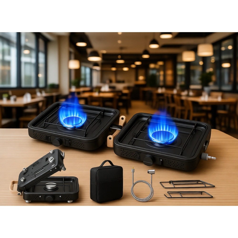 Camping Cooking Propane - Portable 17500 BTU Two Burner Folding
