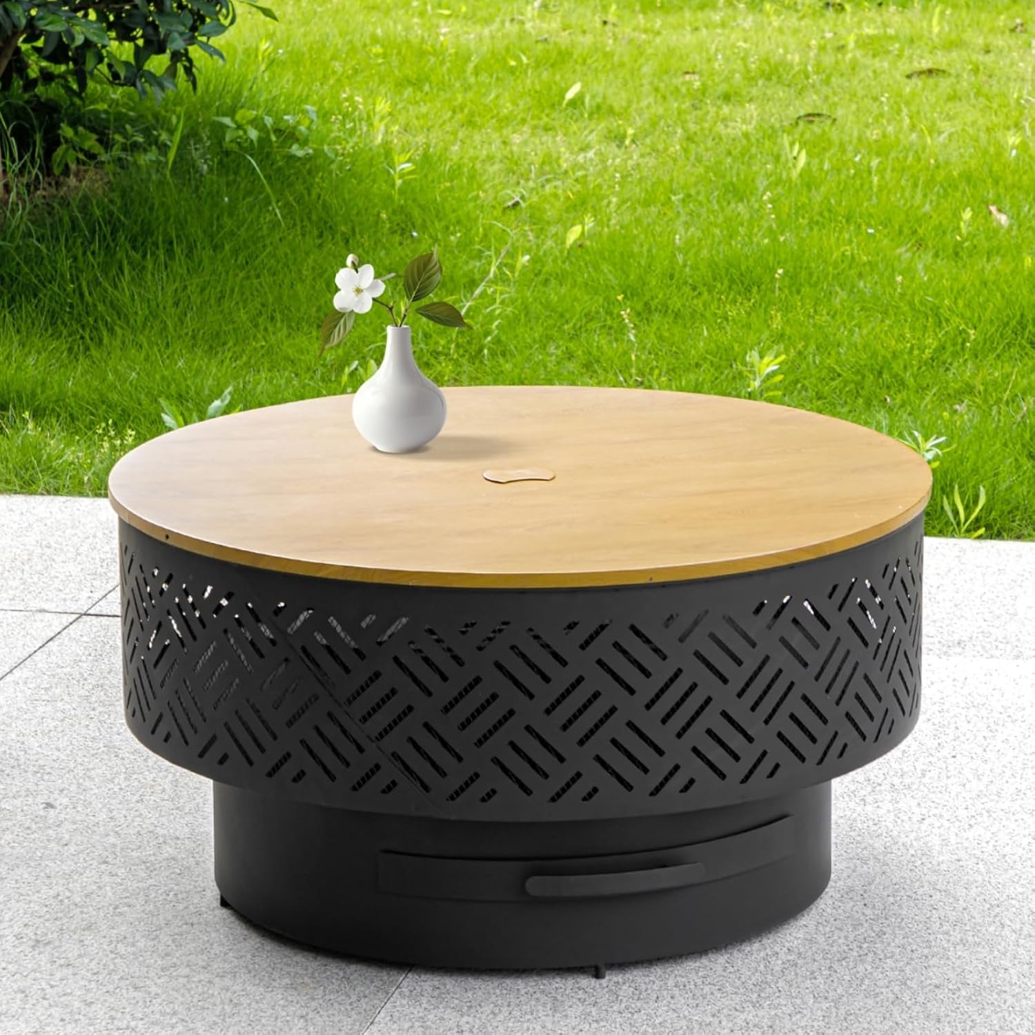 Camping Cooking Cover - 32 Inch Round Metal Wood Burning