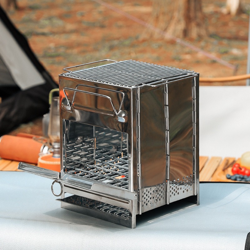 Camping Cooking Wood Stove - Outdoor ultra-light and portable folding stainless