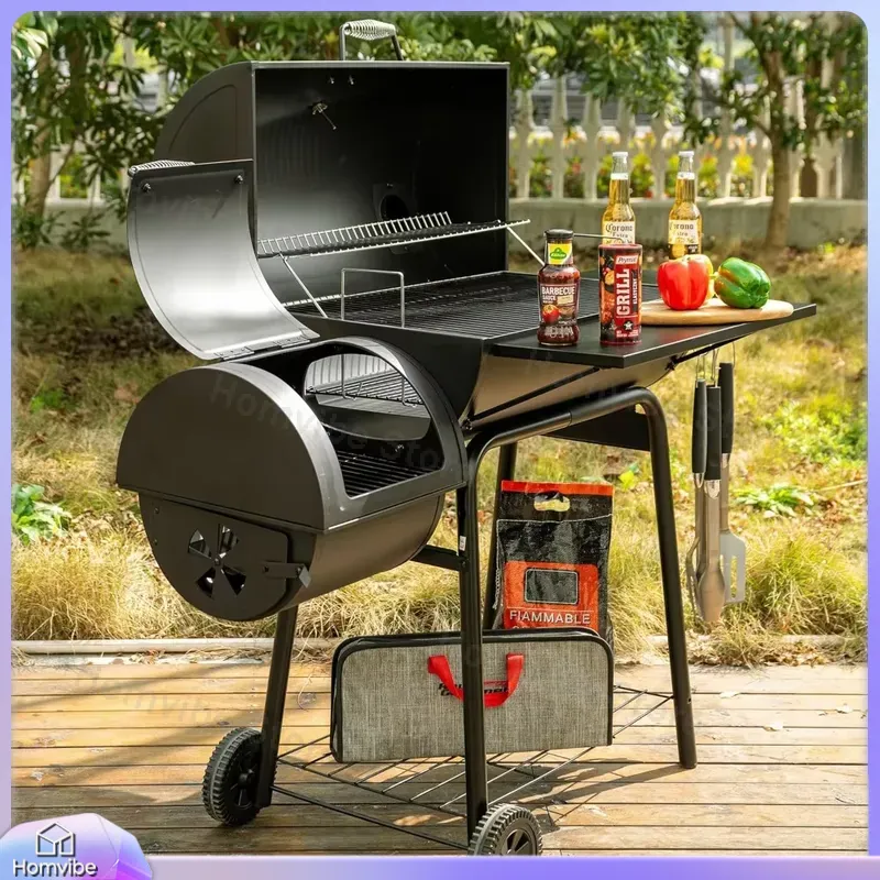 Charcoal Grill Offset Smoker w - Camping Cooking Cover 评论和价格