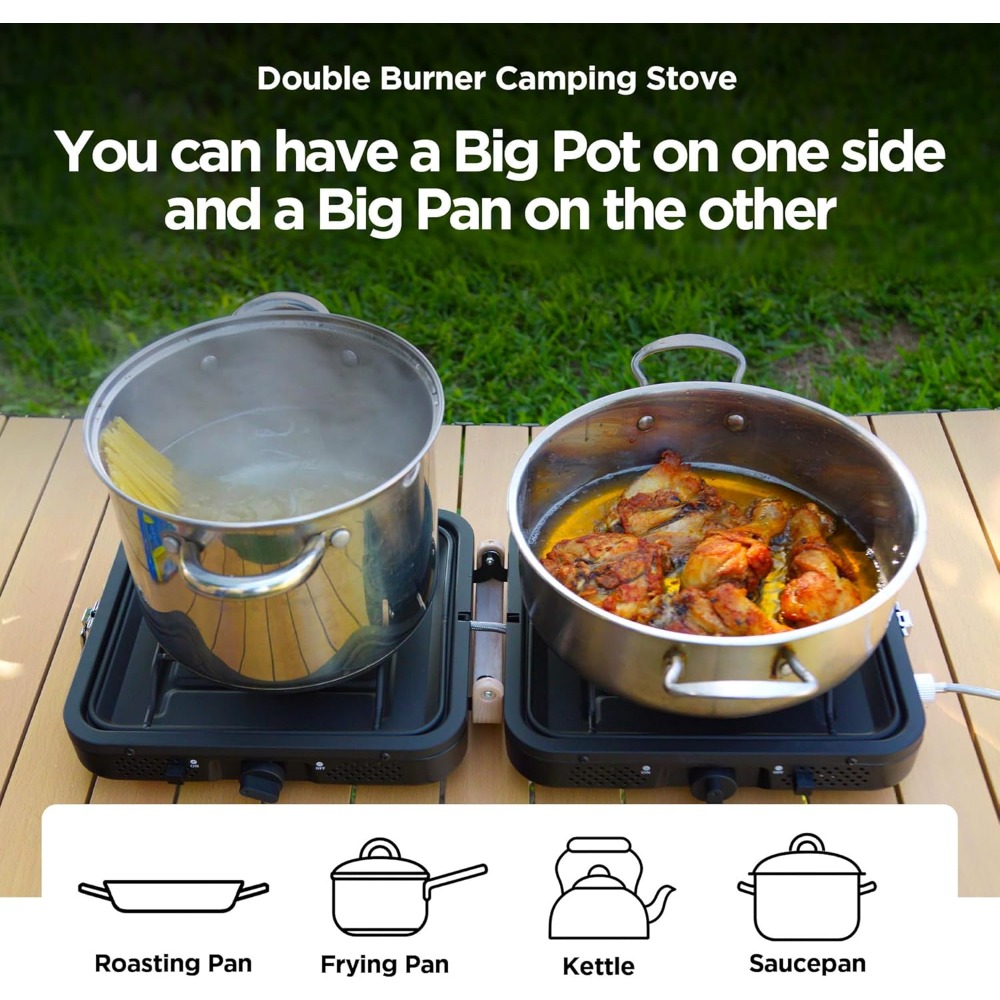 Portable 17500 BTU Two Burner  - Camping Cooking Propane 评论和价格