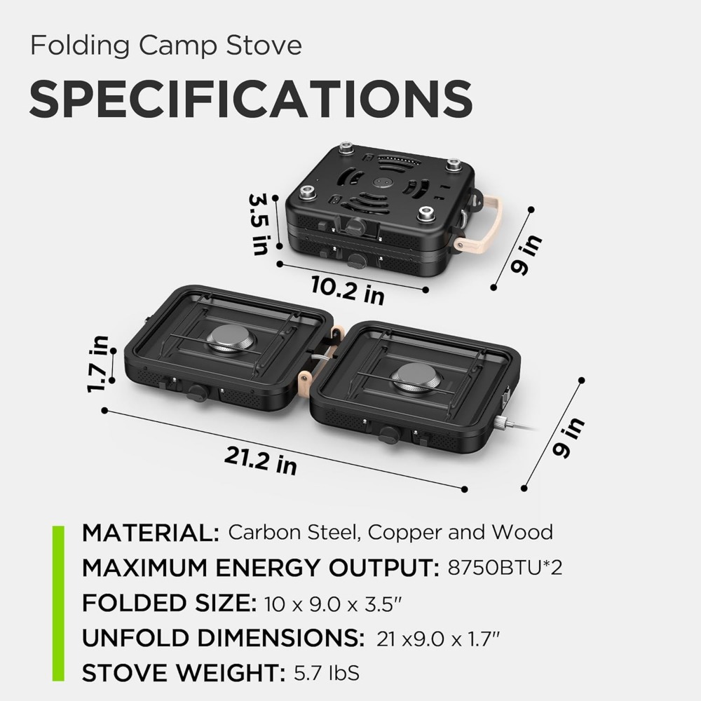 Portable 17500 BTU Two Burner  - Camping Cooking Propane 评论和价格