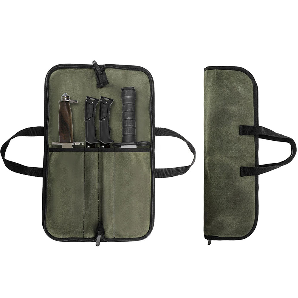 Waxed Canvas Knife Roll Bag Mu - Camping Cooking Roll 评论和价格