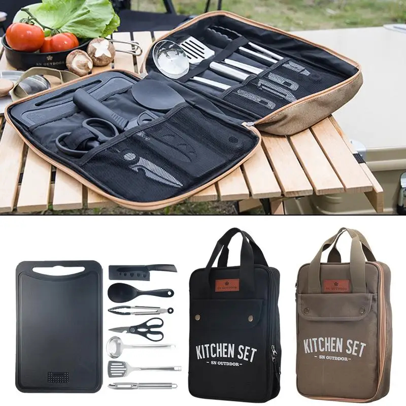 8pcs Camping Kitchen Cookware  - Camping Cooking Roll 评论和价格