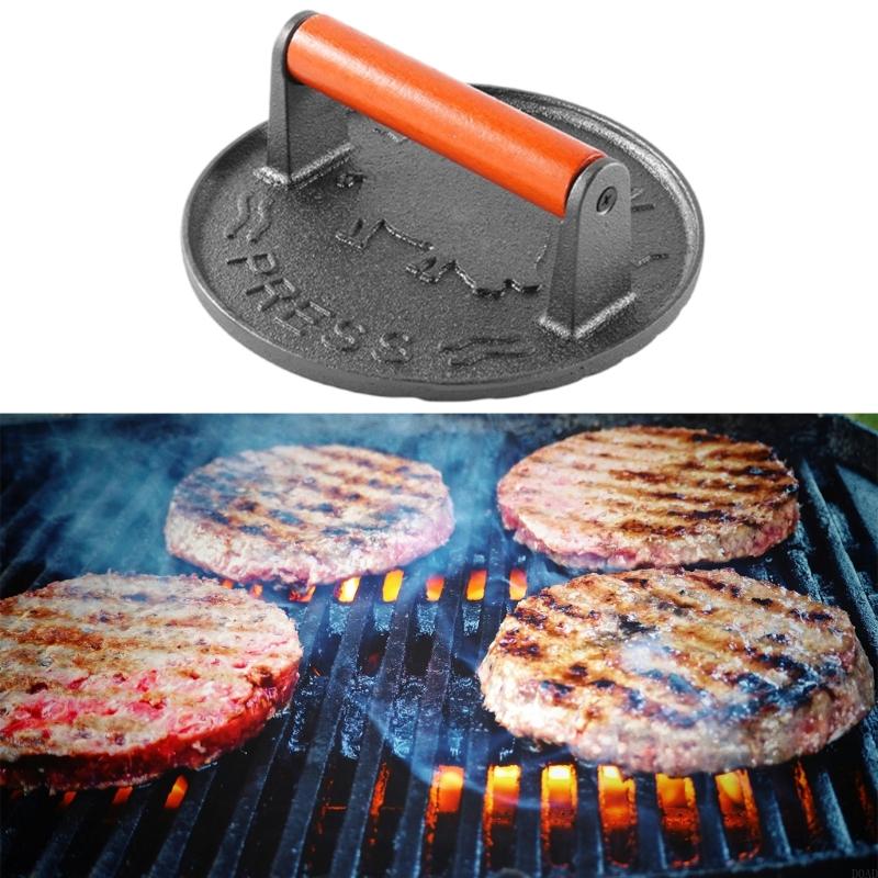 D0AD Cast Iron Patty Press wit - Camping Cooking Cast Iron 评论和价格