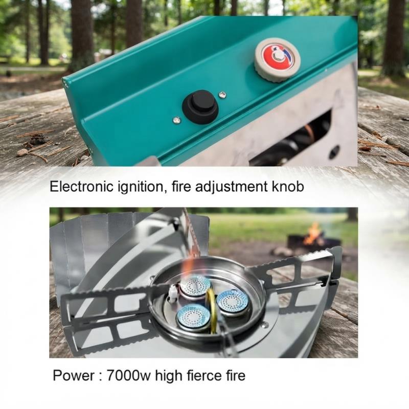Portable 3-Burner 7000W Campin - Camping Cooking Table With Windshield 评论和价格
