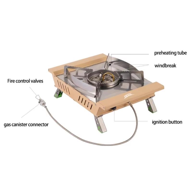 Portable 3-Burner 7000W Campin - Camping Cooking Table With Windshield 评论和价格