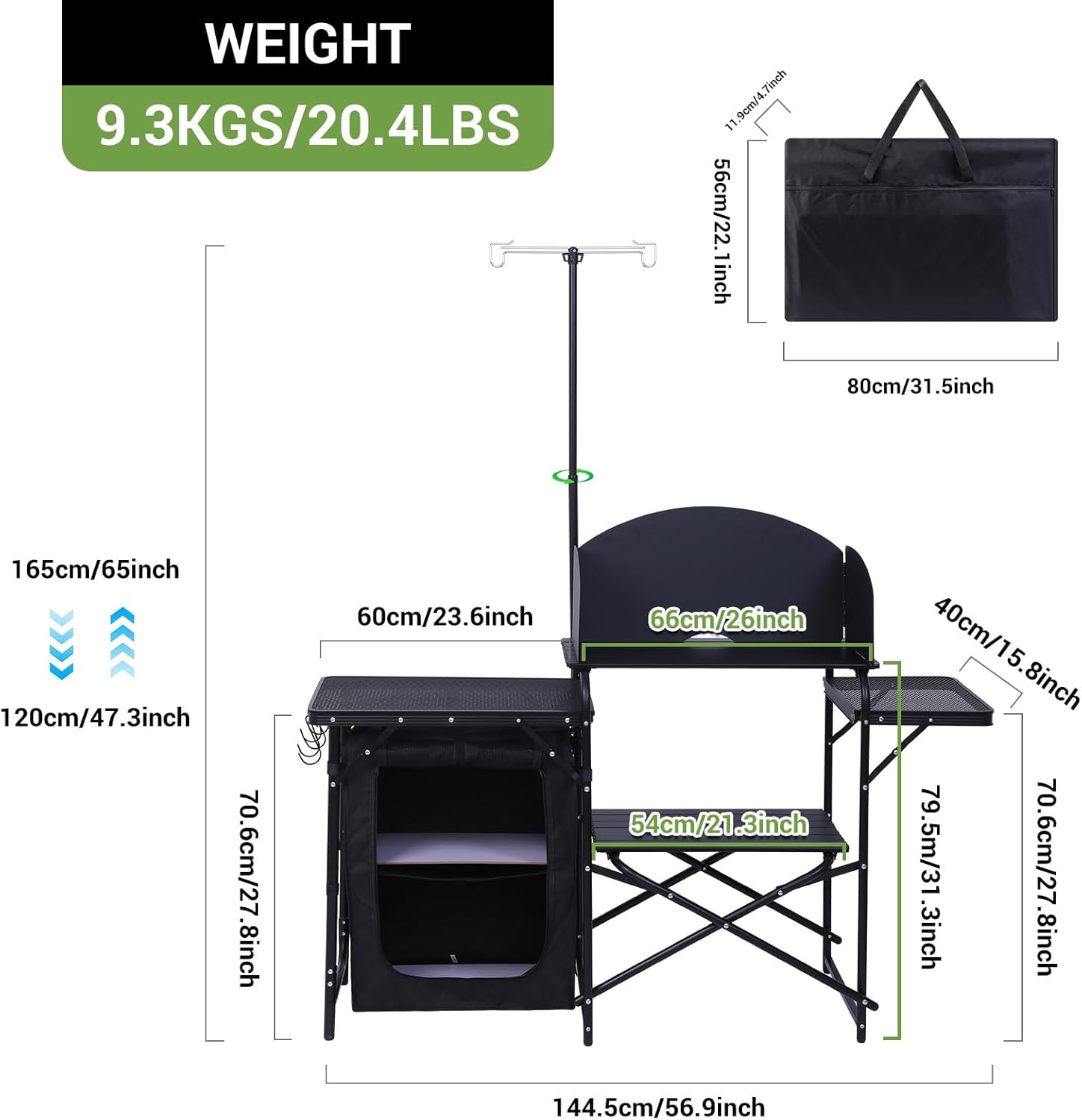 Camping Kitchen Station, Foldi - Camping Cooking Table With Windshield 评论和价格