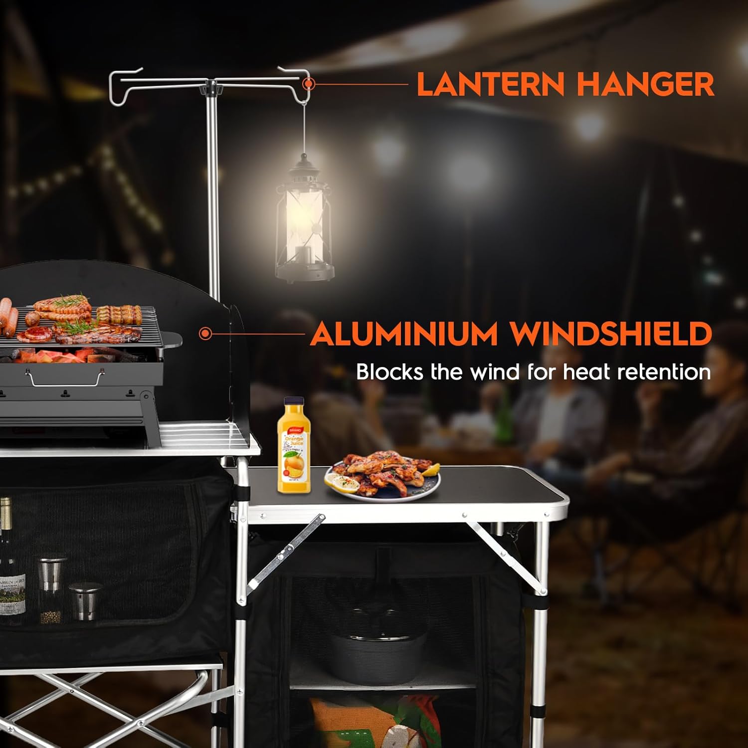 Aluminum Folding Camping Kitch - Camping Cooking Table With Windshield 评论和价格