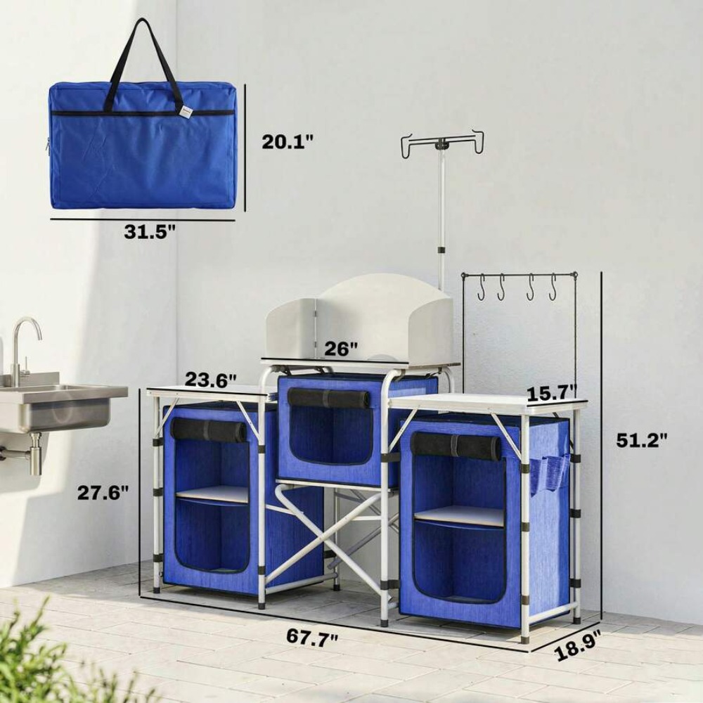 Aluminum Camping Kitchen Table - Camping Cooking Table With Windshield 评论和价格