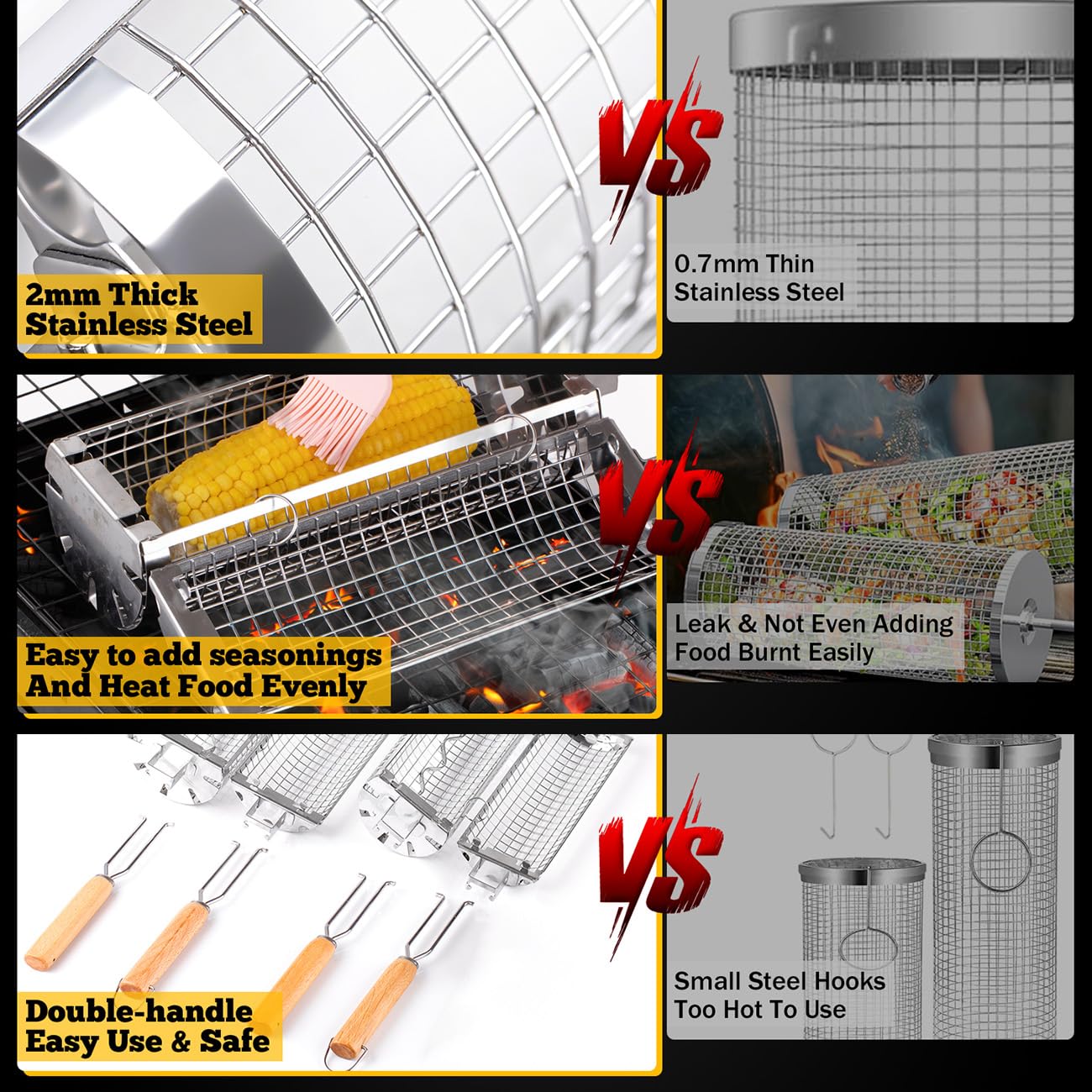 BUYYES Rolling Grill Basket BB - Camping Cooking Roll 评论和价格