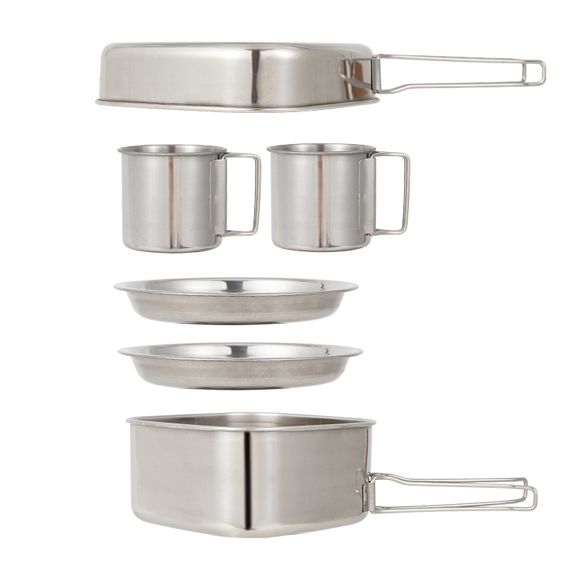 6PCS Outdoor Pot Camping Stain - Camping Cooking Frying Pan 评论和价格