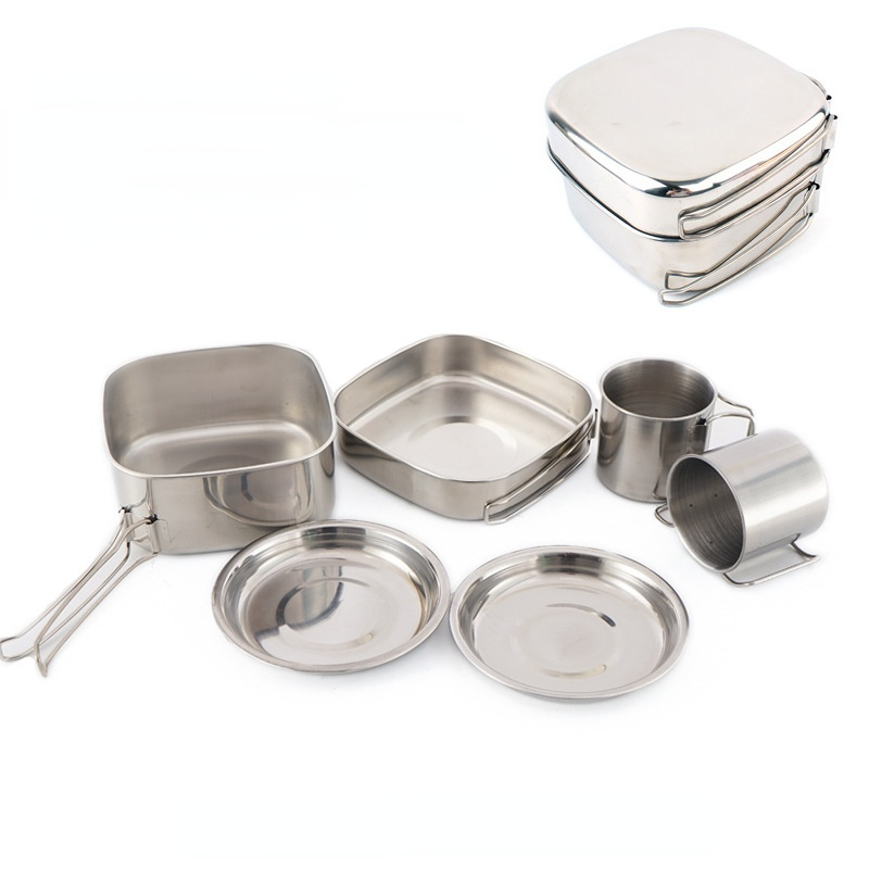 6PCS Outdoor Pot Camping Stain - Camping Cooking Frying Pan 评论和价格
